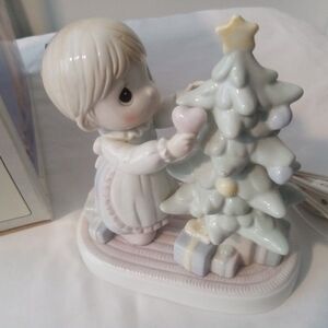 Enesco Porcelain Child with Christmas Tree